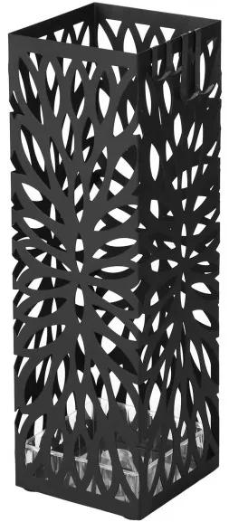 Suport Umbrela Leaves Black, 15.5 x 15.5 x 49 cm