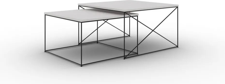 Set masute de cafea, Licco 2, ADRK Furniture (Culoare: Alb / Negru)