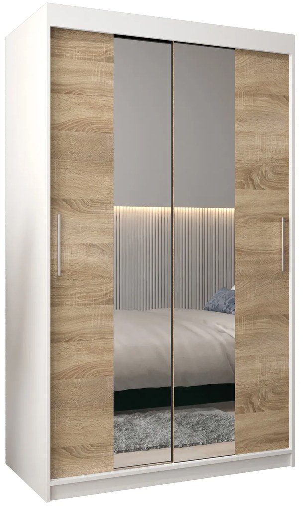 Dulap de haine 120 cm Toki 1 (alb mat + stejar sonoma). 1064890
