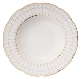 Set de masă 24 piese, porțelan alb cu accente aurii