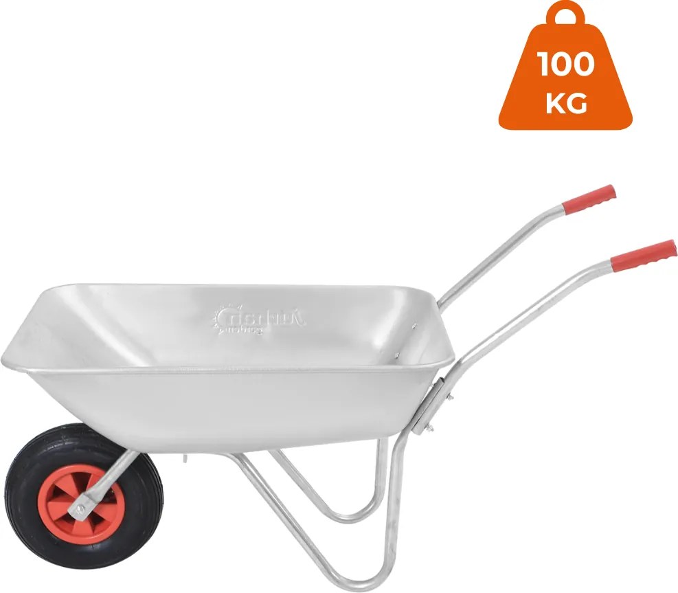 Roabă LARRY zincată, capacitate max. 80l/100kg, argintiu/negru Gardebruk