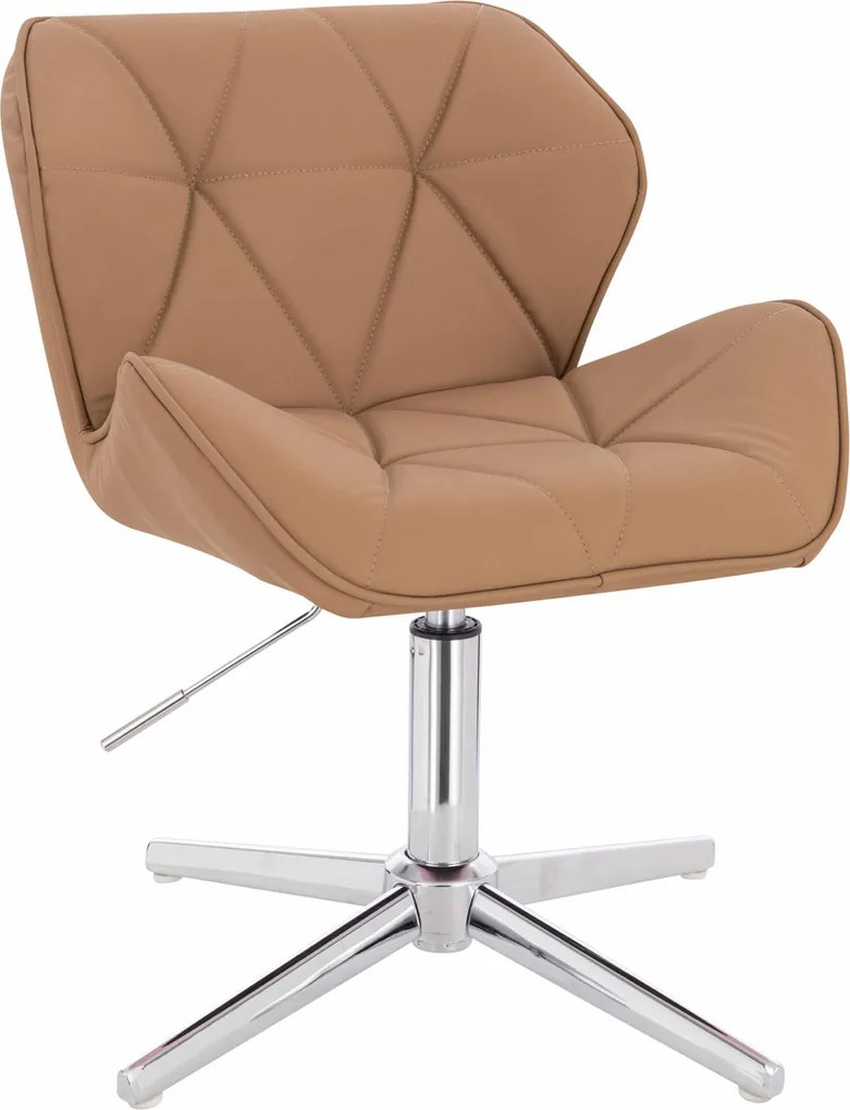 HR111CROSS Scaun Caramel Piele Ecologica Premium Soft cu Bază Cromata