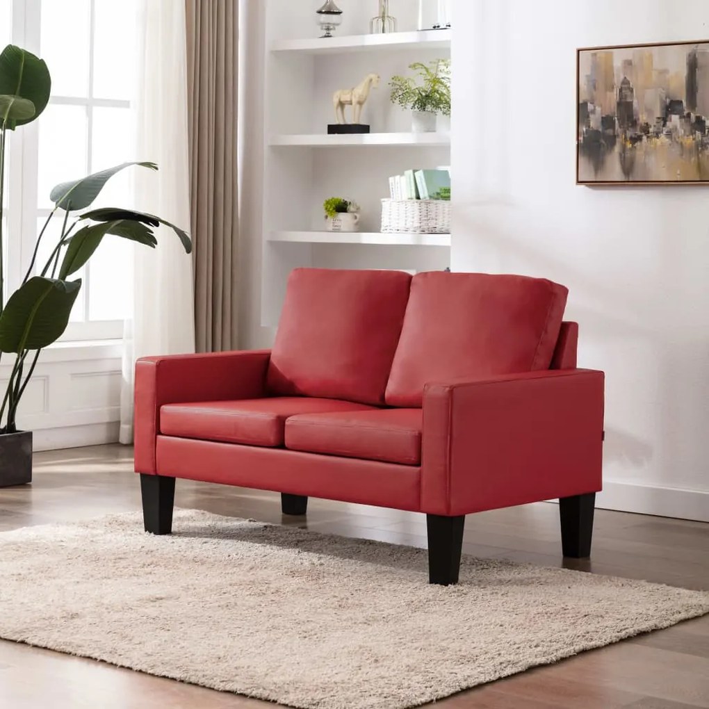 288756 vidaXL Canapea cu 2 locuri, roșu, piele ecologică