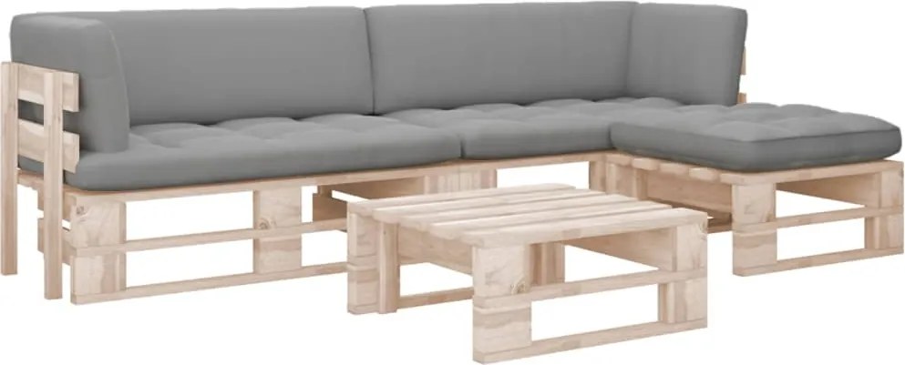 vidaXL Set mobilier paleți cu perne, 4 piese, lemn de pin tratat