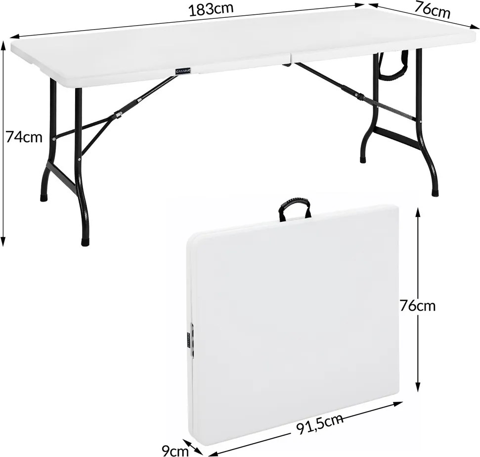 Masa gradina/bufet/camping Pliabil Alb 183 x 76 cm