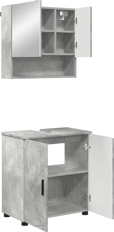 vidaXL Set de mobilier pentru baie Pe perete 2 pcs Gri din beton