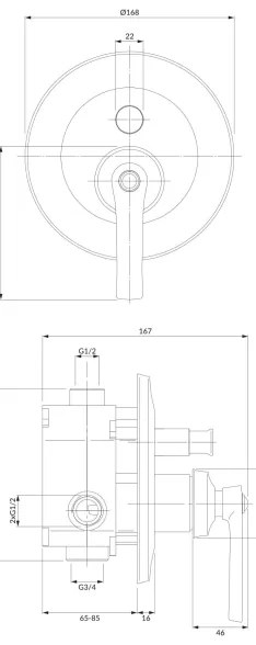 OMNIRES AM5235CR - Baterie de duș încastrabilă ARMANCE