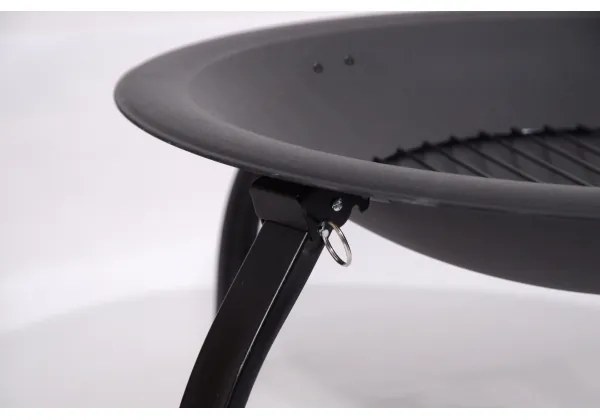 Vatră portabilă cu grătar neagră