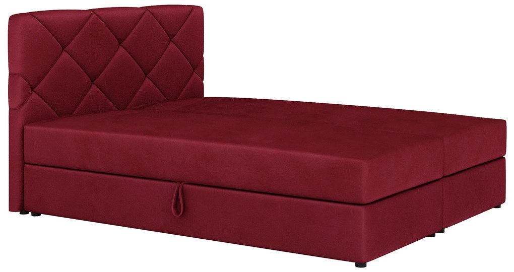 Pat matrimonial Boxspring 180x200 cm Karum (bordo) (cu somieră și saltea). 1007791