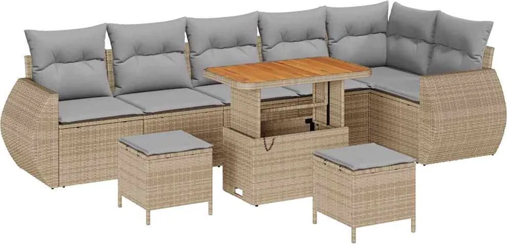 vidaXL Set de canapele pentru grădină 9 pcs Bej poliratan