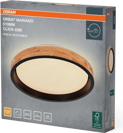 Osram -LED Plafonieră LED dimabilă MARIANO LED/36W/230V Ø 51 cm stejar/negru