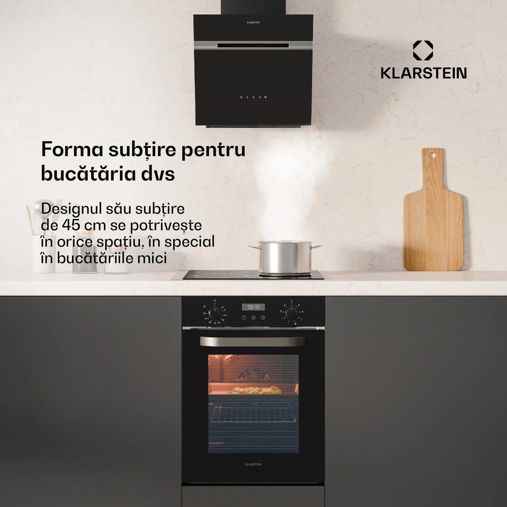 Klarstein Cuptor SmartSlim, Design subțire, 8 funcții, volum 49 l, curățare ușoară, EEK A
