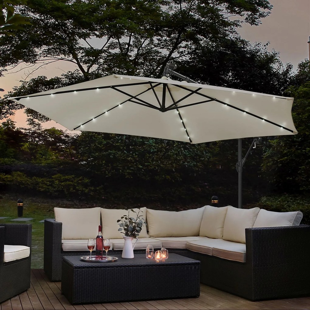 Jusky Umbrela de soare LED Brazilia Ø 3.0m - crem