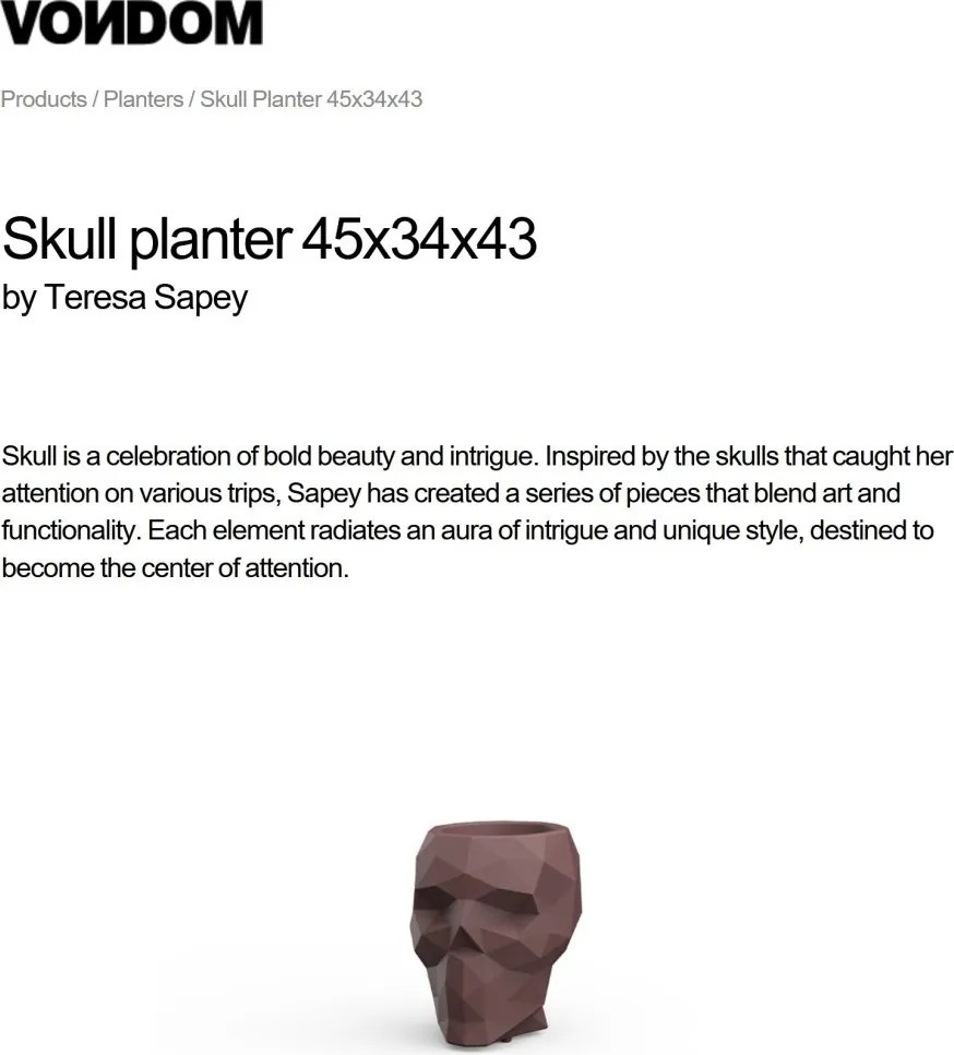 Ghiveci plante design decorativ modern exterior/interior SKULL 45x34x43cm