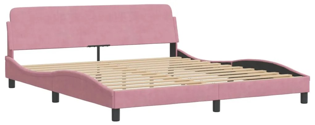 373237 vidaXL Cadru de pat cu tăblie, roz, 180x200 cm, catifea