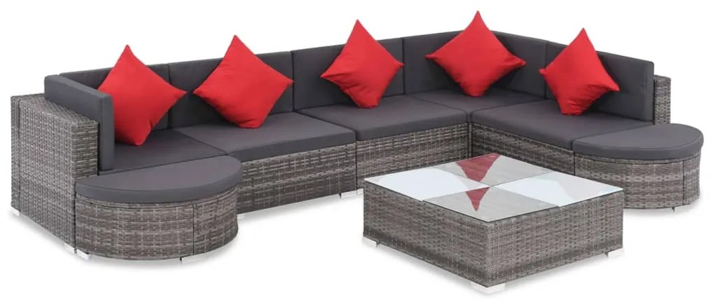 44431 vidaXL Set mobilier de grădină cu perne, 8 piese, gri, poliratan