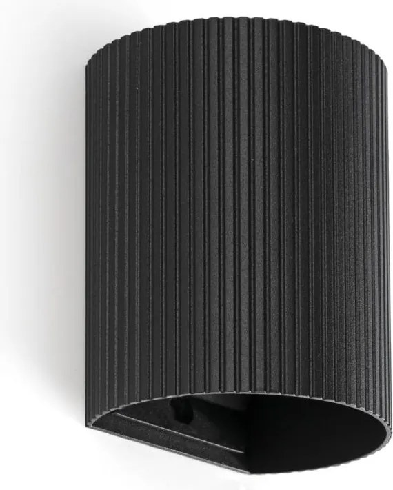 Aplica perete aluminiu striat negru, 1xGU10, SOLE round