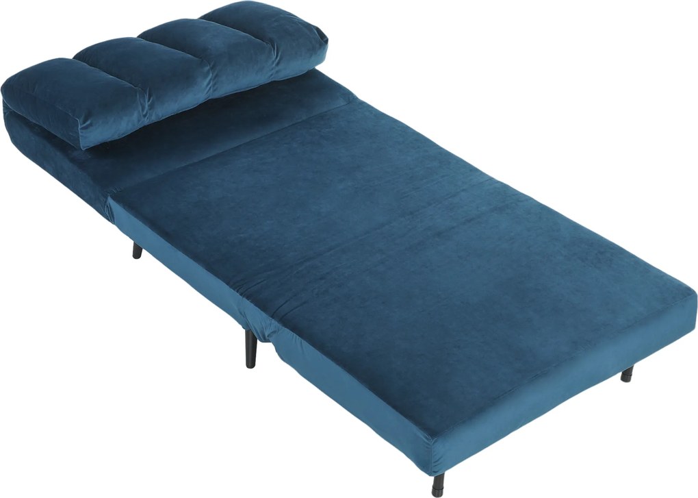 HOMCOM Fotoliu-Pat Pliabil Transformabil cu Spătar Reglabil, Albastru | Aosom Romania