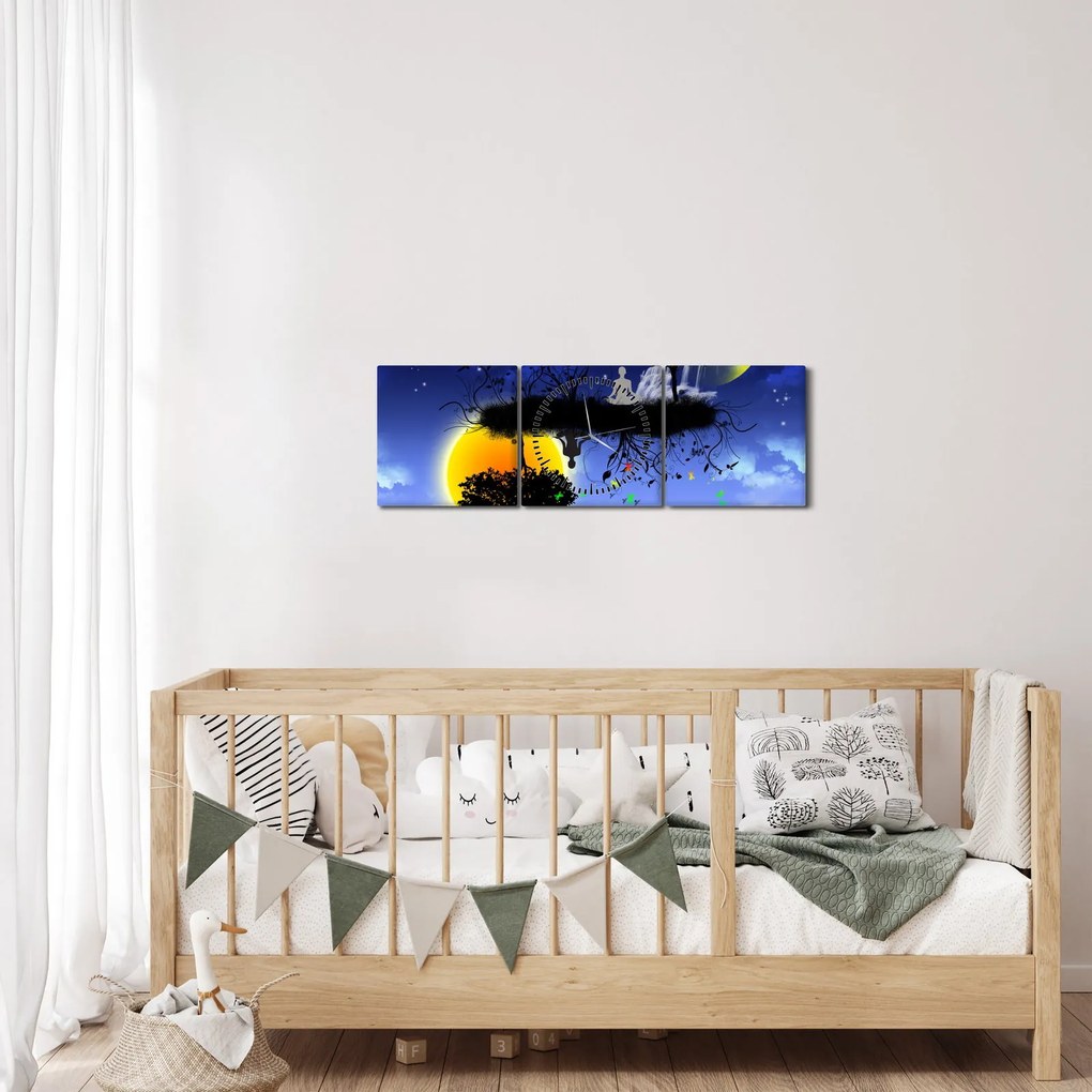 Tablou - Reflecția echilbrului (cu ceas) (90x30 cm)