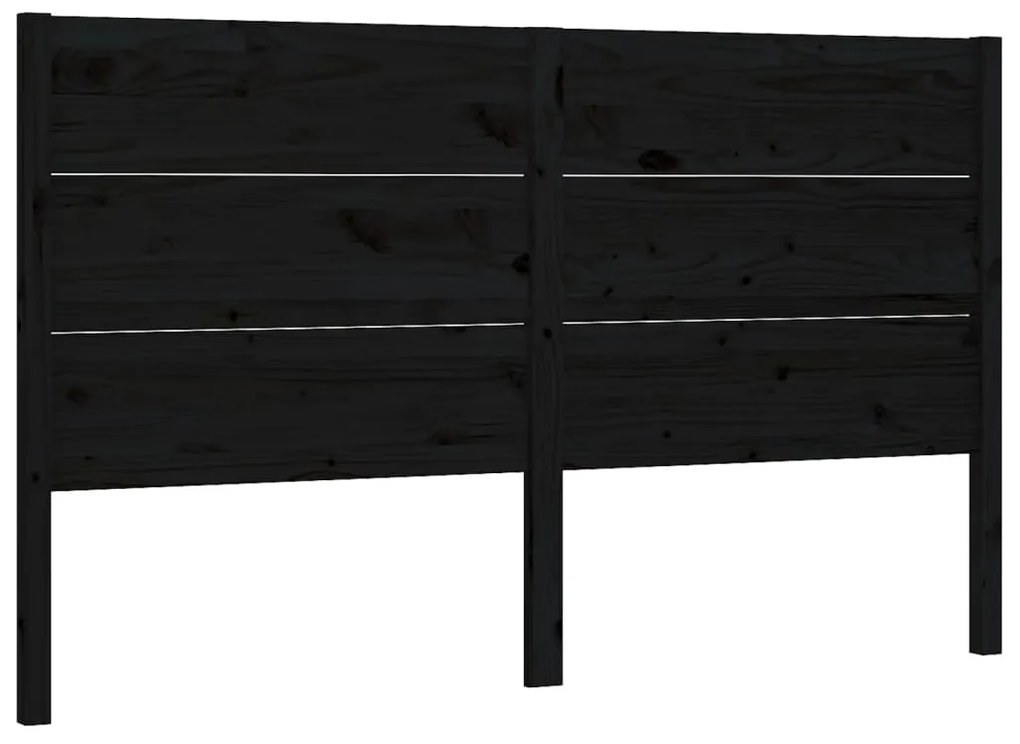 818724 vidaXL Tăblie de pat, negru, 146x4x100 cm, lemn masiv de pin