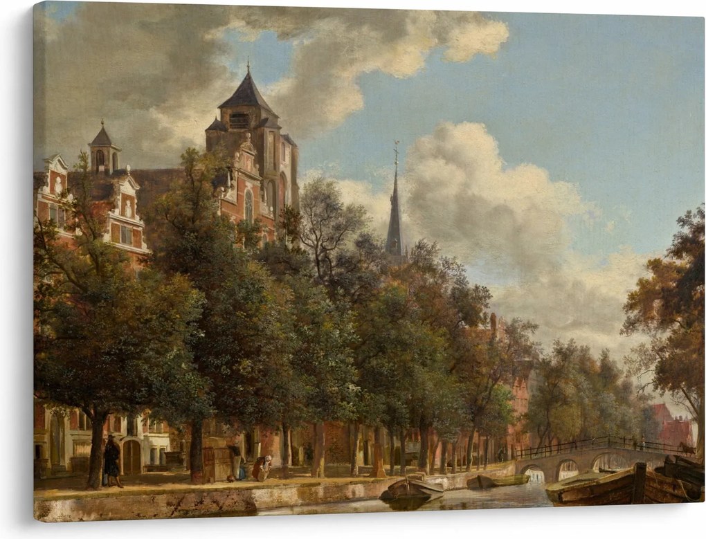 Tablou - Jan van der Heyden, View Down a Dutch Canal, reproducere (70x50 cm)