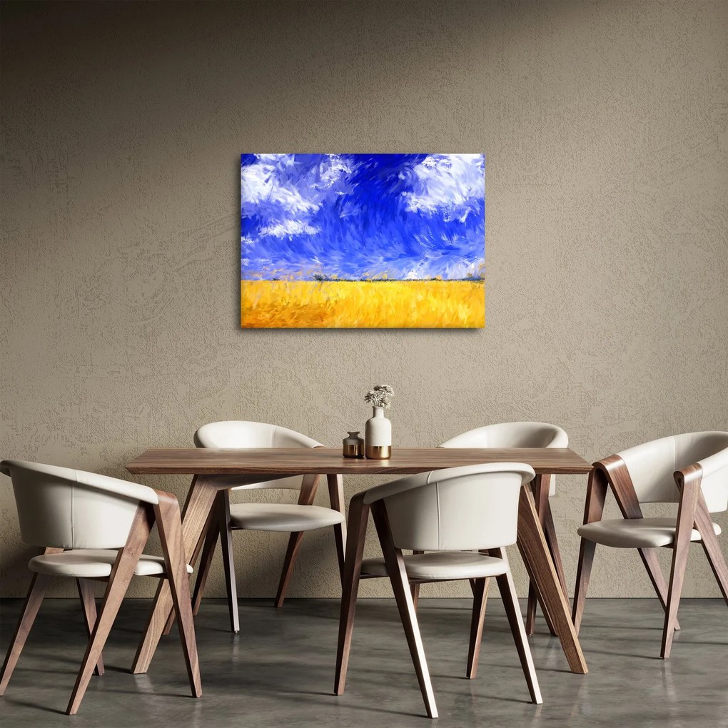 Tablou - Pictură în ulei, câmp auriu (70x50 cm)