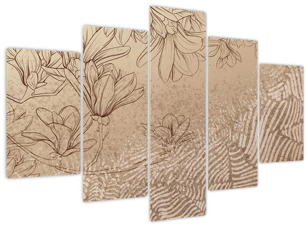 Tablou - Flori desenate (150x105 cm)