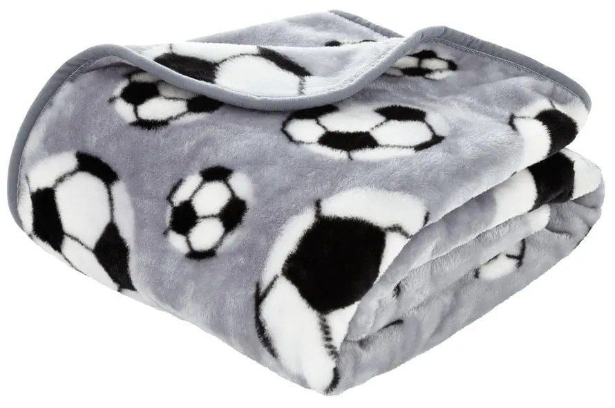 Pătură pentru copii gri 150x120 cm Football - Catherine Lansfield
