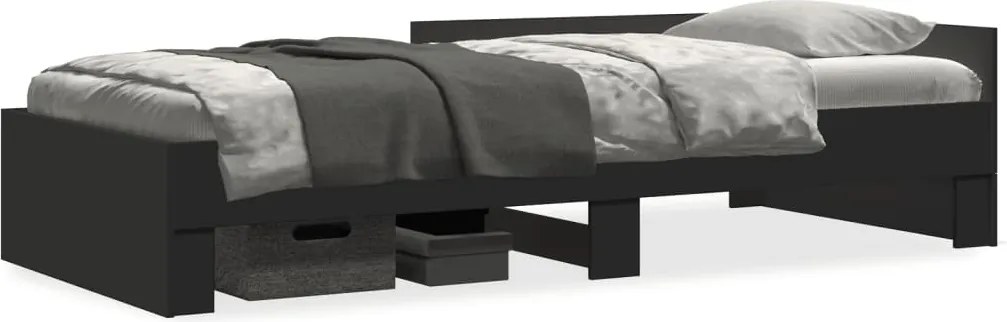vidaXL Cadru de pat, negru, 75x190 cm, lemn prelucrat