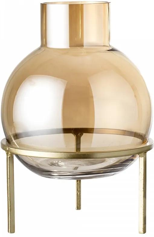 Vaza maro din sticla cu suport metalic auriu Stand Bloomingville