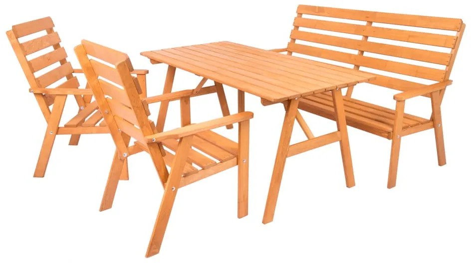 Set de dining pentru grădină din lemn pentru 4 persoane Sylva – Rojaplast