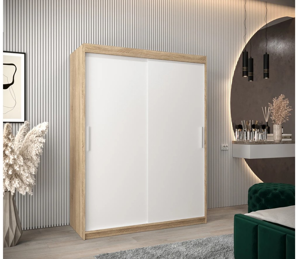 Dulap de haine 150 cm Toki (stejar sonoma + alb mat). 1064828
