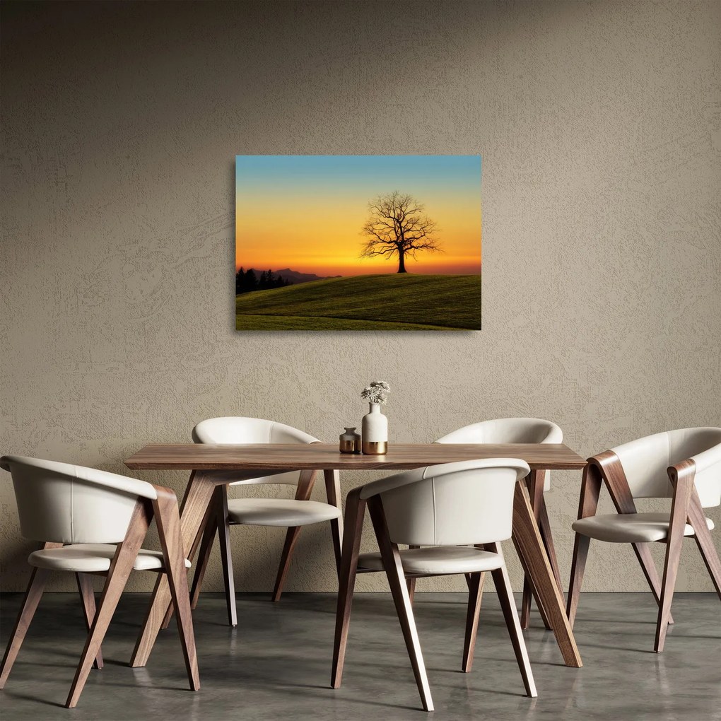 Tablou pe sticlă - Copacul în câmp (70x50 cm)