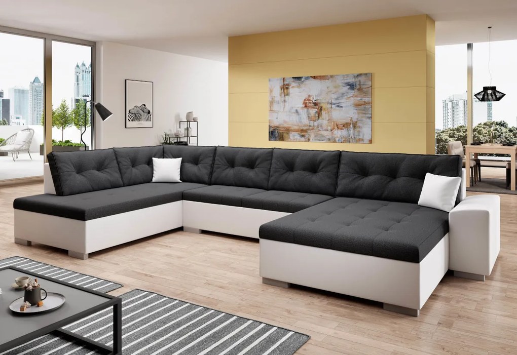 Supermobel Coltar in forma de U WITOS, 344x81x163, malmo 95 /piele ecologica alba, stânga