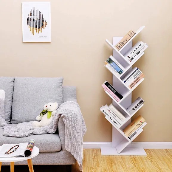 Biblioteca Vintage Tree Alb, 50 Cm