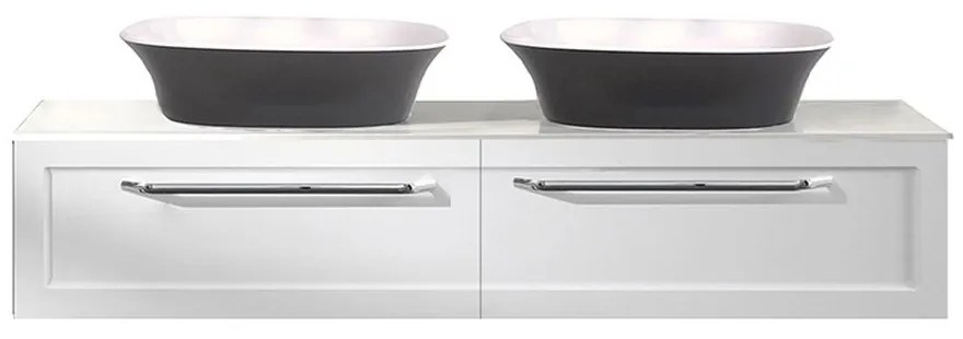 Dulap baie suspendat KolpaSan Blanche, 150 cm, pentru lavoar pe blat, alb Alb
