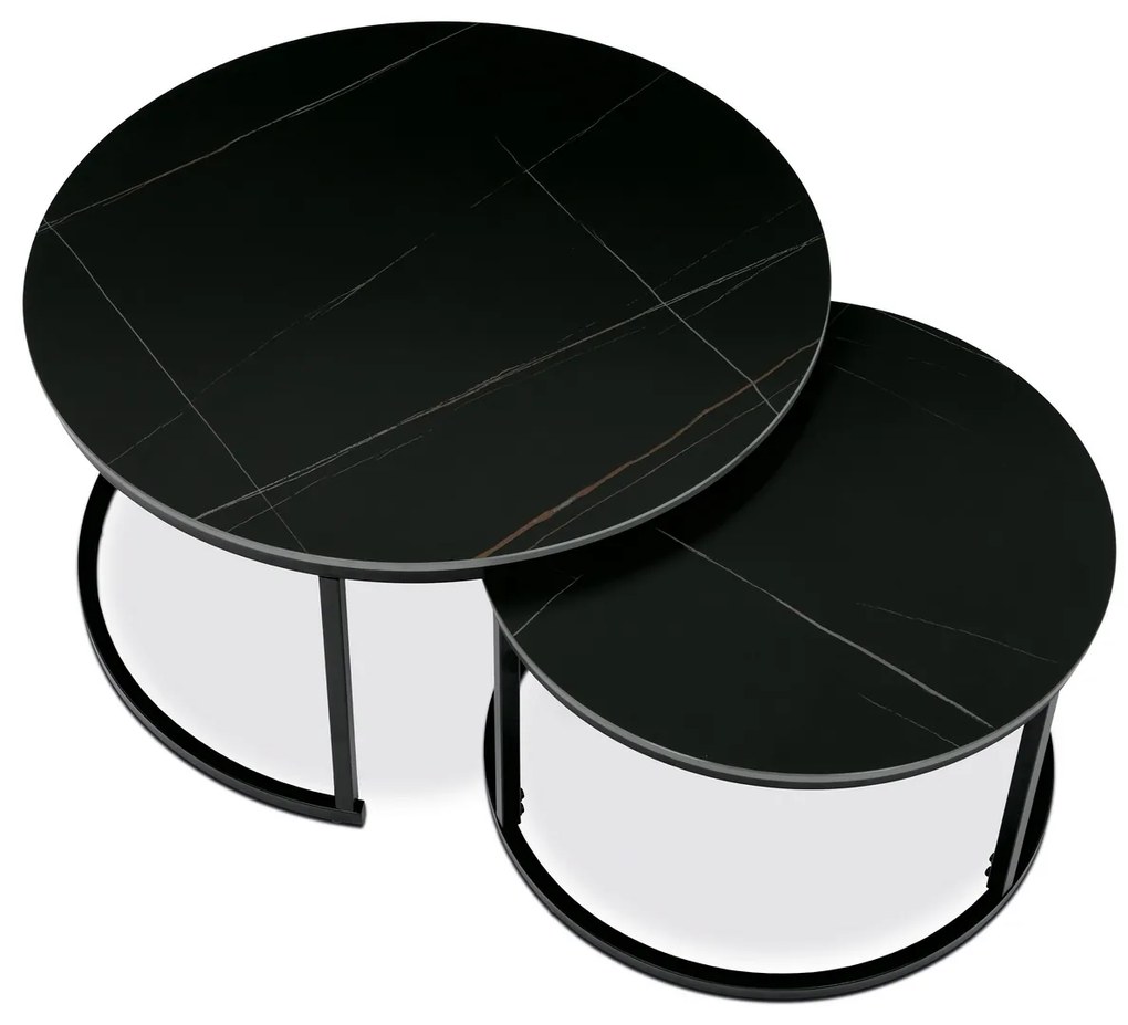 Set de măsuțe de conferință, ceramică și marmură,2 buc.