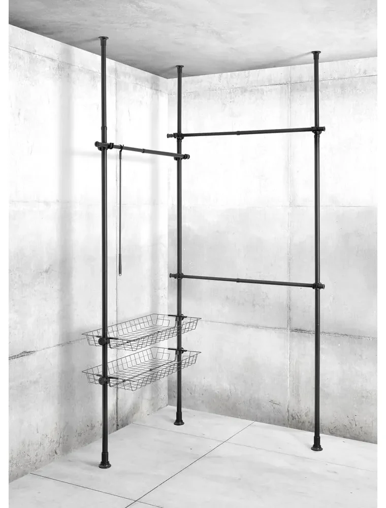 Suport telescopic pentru haine Wenko Herkules Duo, negru
