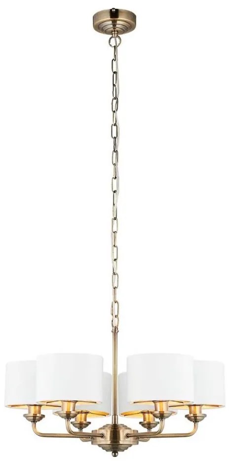 Lustră pe lanț Endon 98936 HIGHCLERE 6xE14/28W/230V alb/alamă