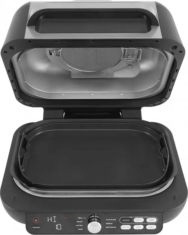 Gratar electric Ninja Foodi MAX PRO AG651EU, 2460W, 3.8L, Functie gratar si Air fryer, Cyclonic Air, Smart Cook, Negru/inox