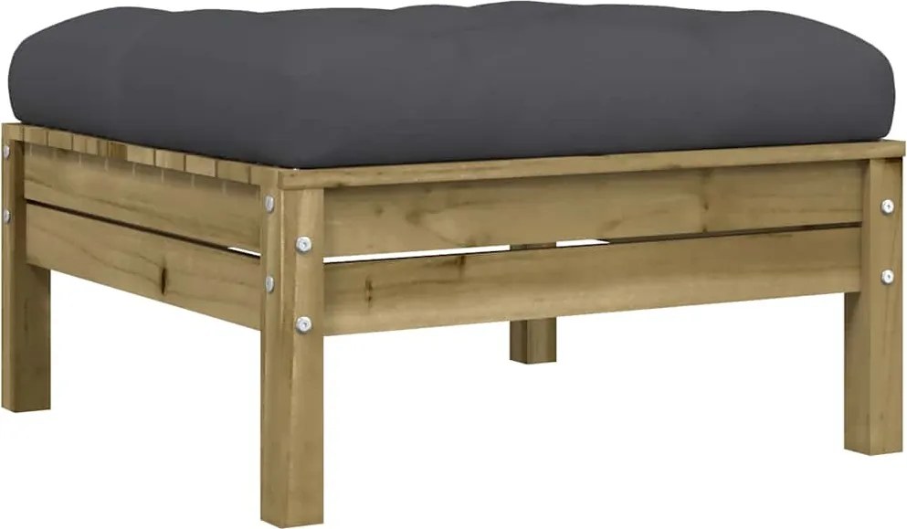 vidaXL Taburet de grădină cu pernă, lemn de pin tratat