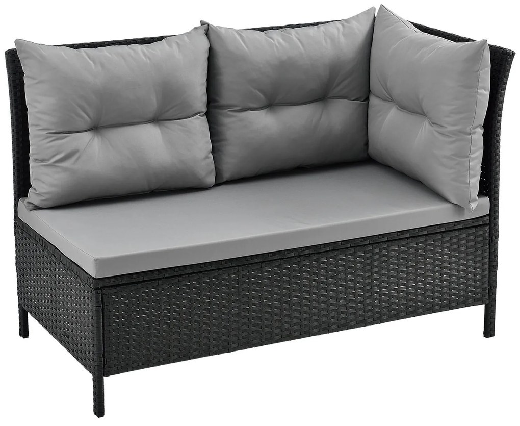 Juskys Set ratan de gradina Manacor - perne negre, gri