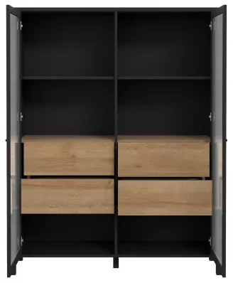 Vitrina High Rock, Negru & Natur, 152.5 x 40 x 121.5 Cm