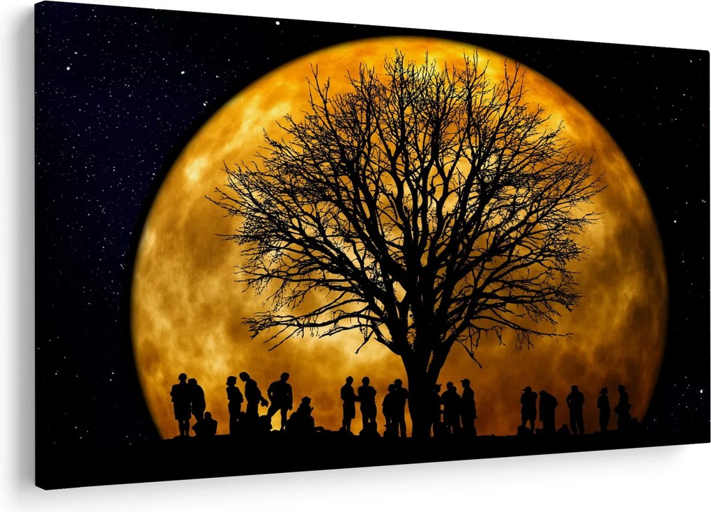 Tablou cu luna și siluete (90x60 cm)