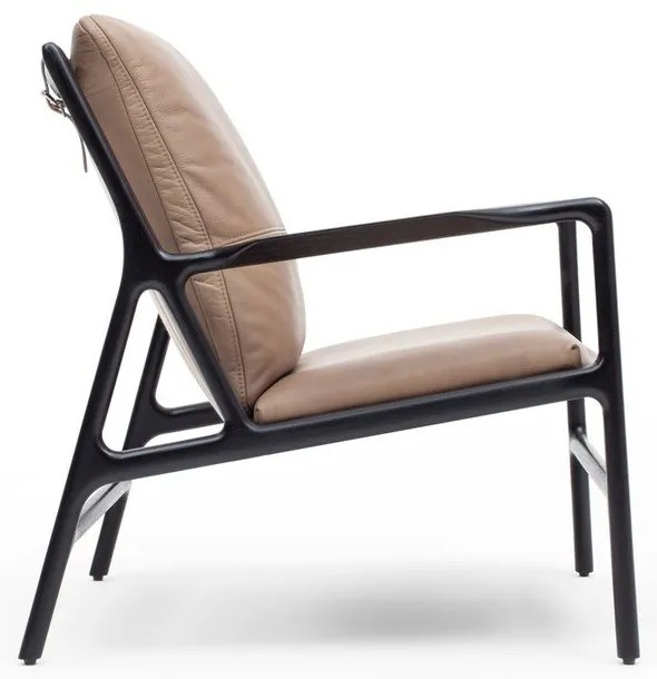 Fotoliu negru-bej cu tapițerie din piele Dedo – Gazzda
