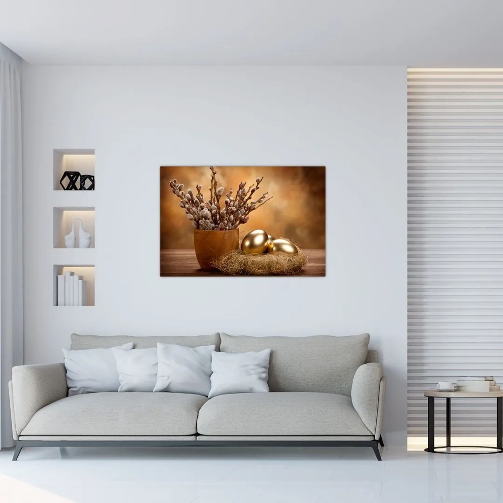 Tablou cu ou și pisicuțe (90x60 cm)