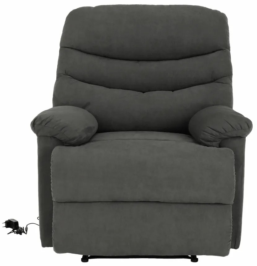 Fotoliu reglabil masaj, material textil catifea gri, LAMBERT