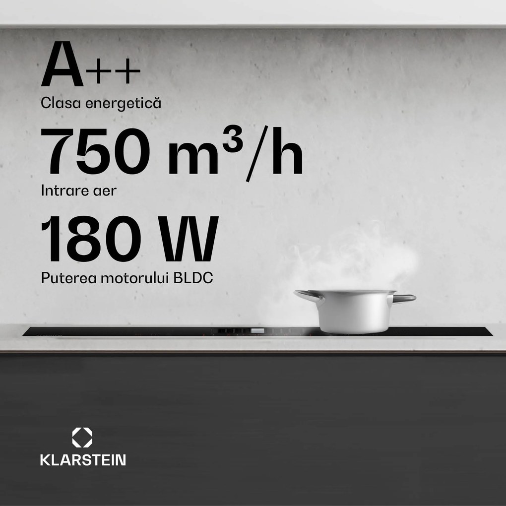 Klarstein AirJet FlexPro Down Air System | Plită cu inducție + hotă | Flexzone | Booster