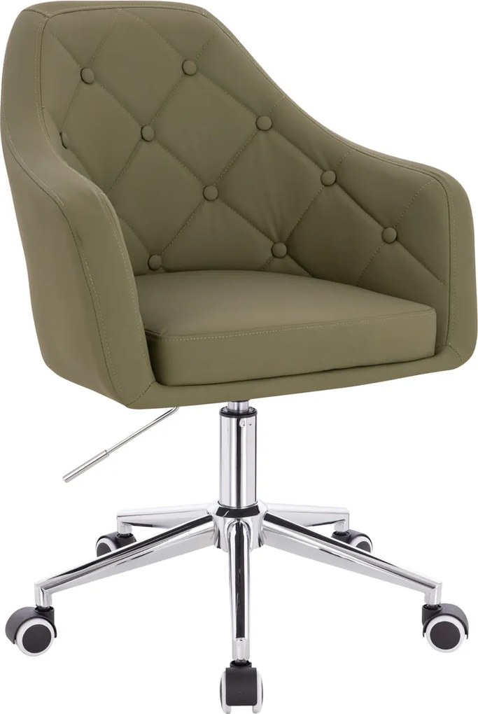 HR831K Scaun Khaki Piele Ecologica Premium Soft cu Bază Cromata