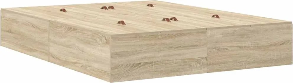 vidaXL Cadru de pat cu depozitare Stejar Sonoma 150 cm Lemn compozit
